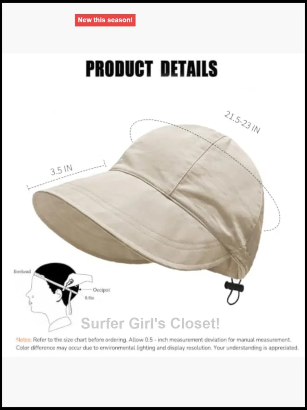 UPF 50+ Wide Brim Sun Hat Adjustable Lightweight Foldable Hiking Fishing Hat